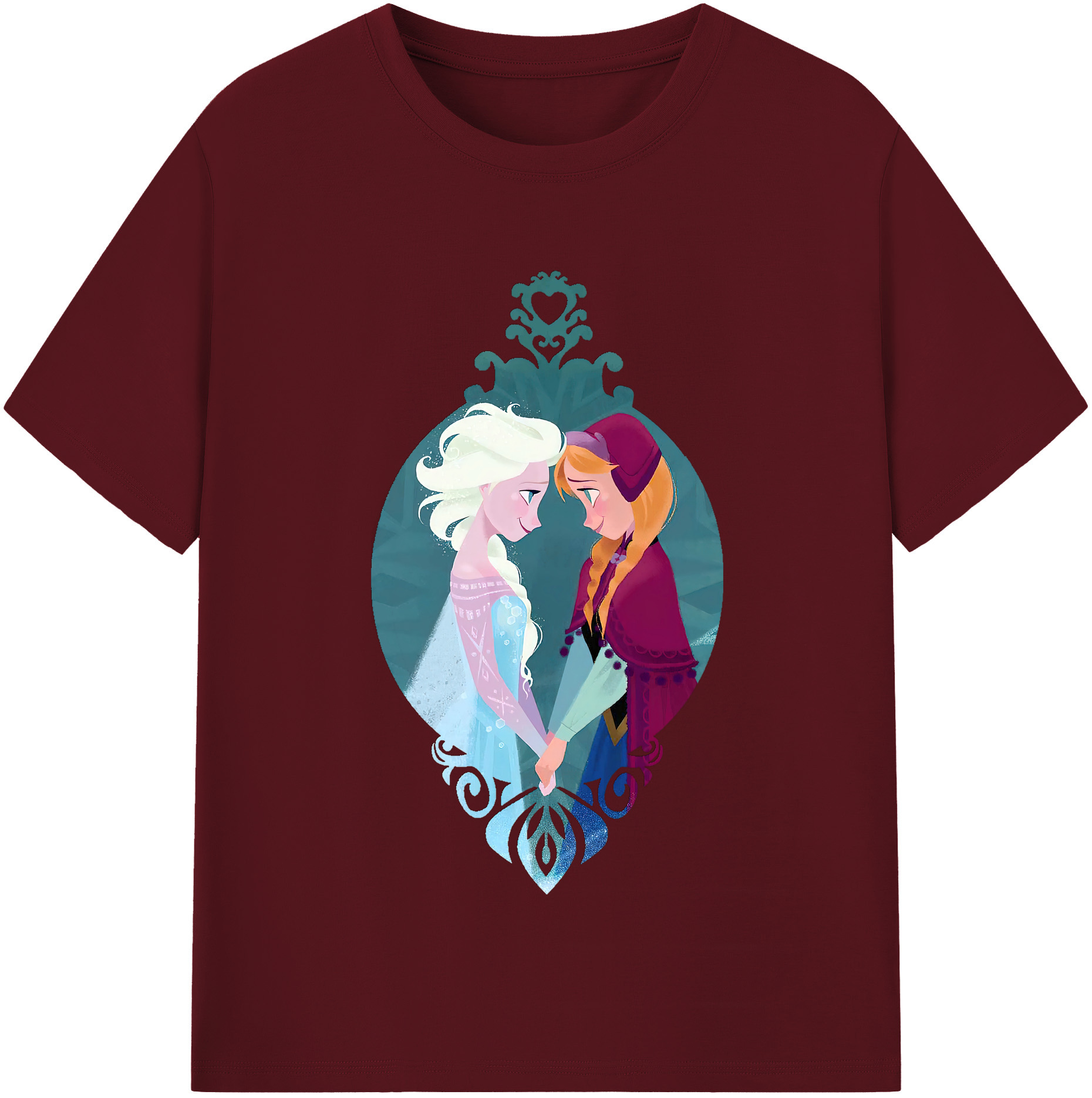 （画像用） アナと雪の女王 アンナ エルサ Frozen Anna Elsa 綿100％半袖Tシャツ（フロントプリント）